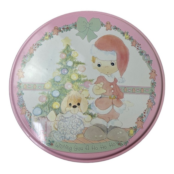 Vintage 1993 Precious Moments Christmas Cookie Tin - Picture 1 of 3